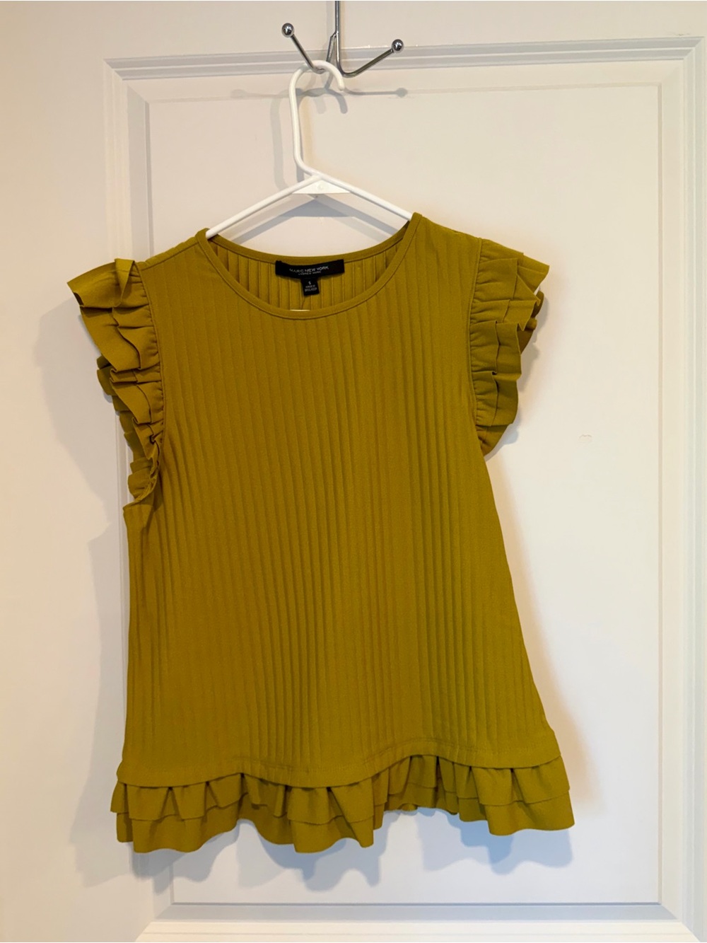 Olive Green Ruffle Blouse
